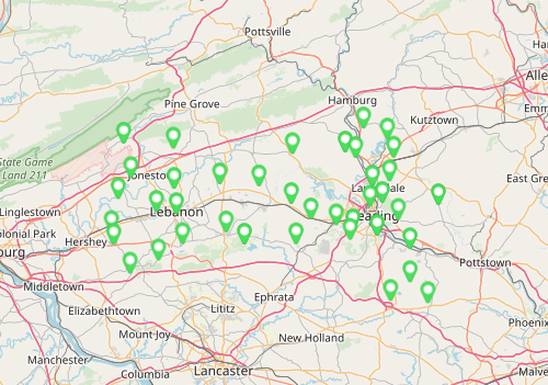 map of lawn care service area