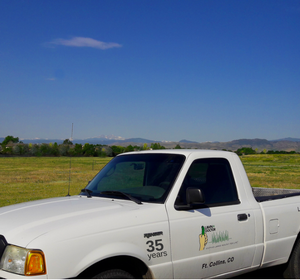 Service truck from Lawn Doctor, a Lawn Care Company in Fort Collins