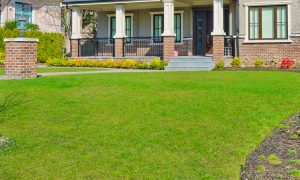 Beautiful lawn in front of house showing lawn care in Little Rock