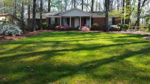 Beautifully manicured front yard showing lawn care services in Raleigh