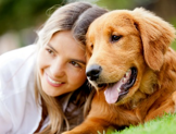 girl and puppy